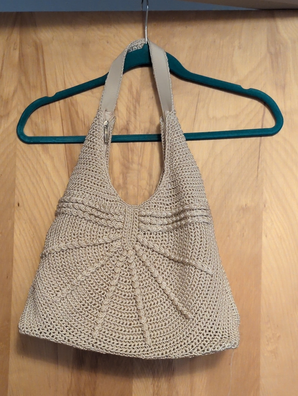 Neutral Woven Tote Bag with Shoulder Strap